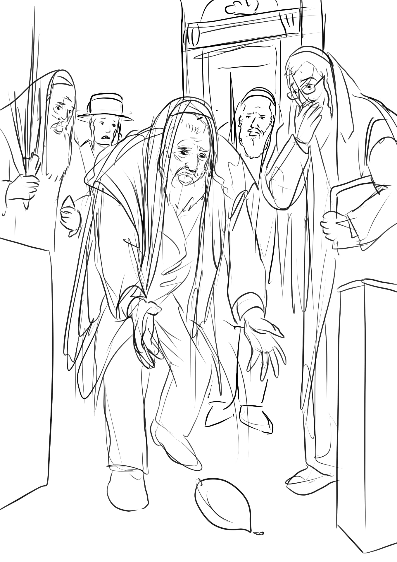 Sketch stage of illustration process